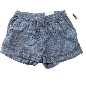 Old Navy 3” Chambray Drawstring linen Shorts Women's Size, Small  - Pockets-NEW